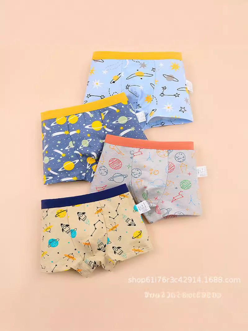 Boys' Pure Cotton Boxer Briefs – Fun Cartoon Prints | Soft All-Day Comfort