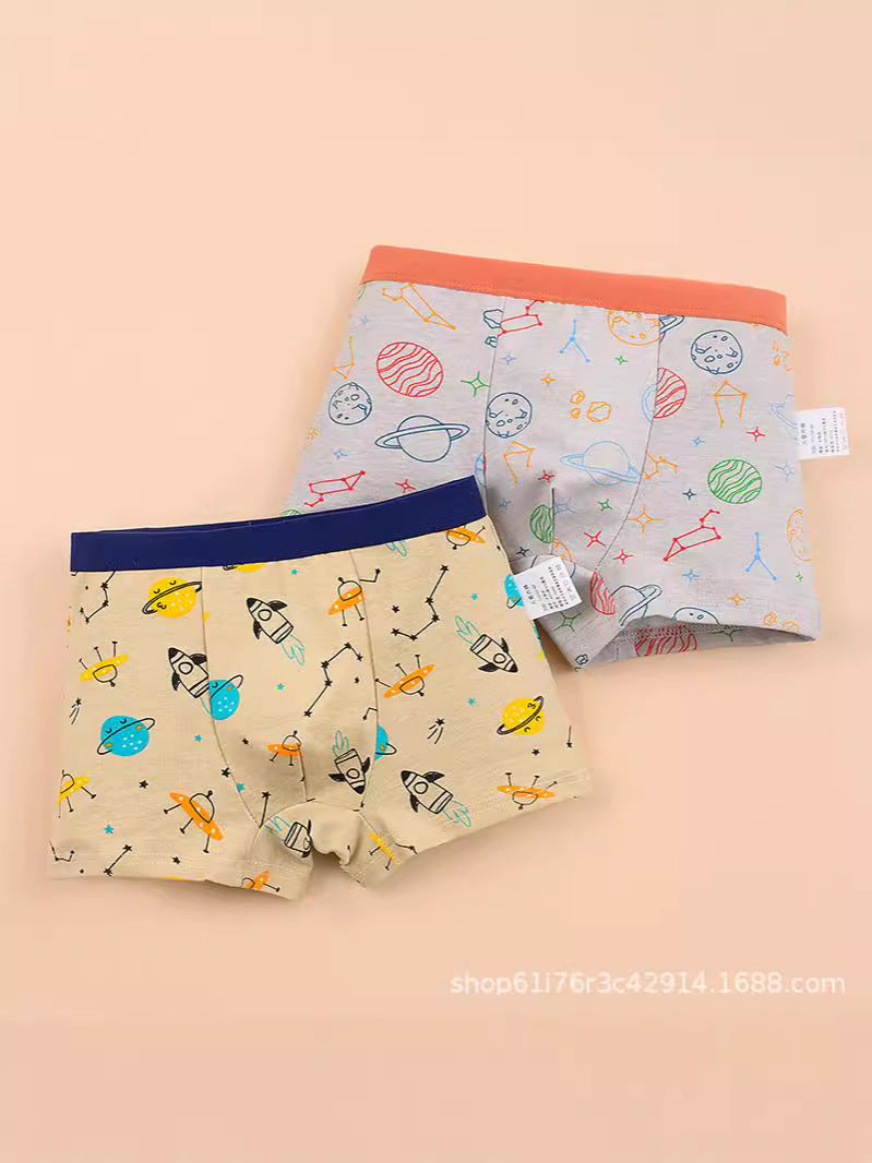 Boys' Pure Cotton Boxer Briefs – Fun Cartoon Prints | Soft All-Day Comfort