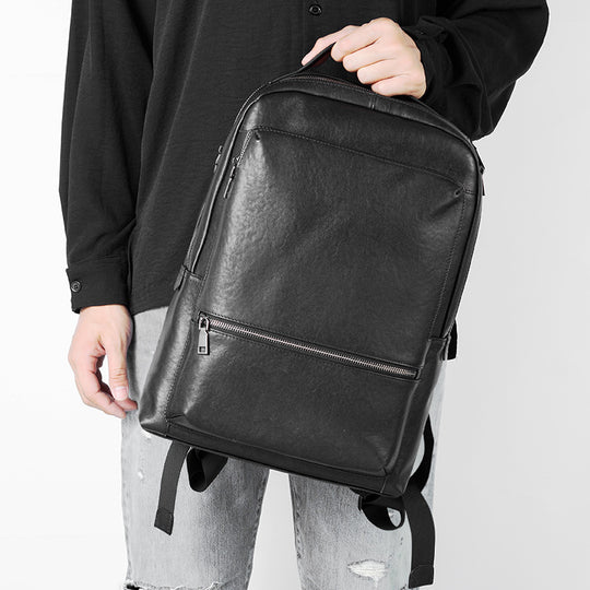 Men's Genuine Leather Business Backpack – Large Capacity Laptop Bag | Work & Travel