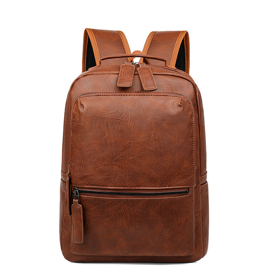 Men's Large Capacity PU Leather Backpack – Lightweight Business Travel Bag