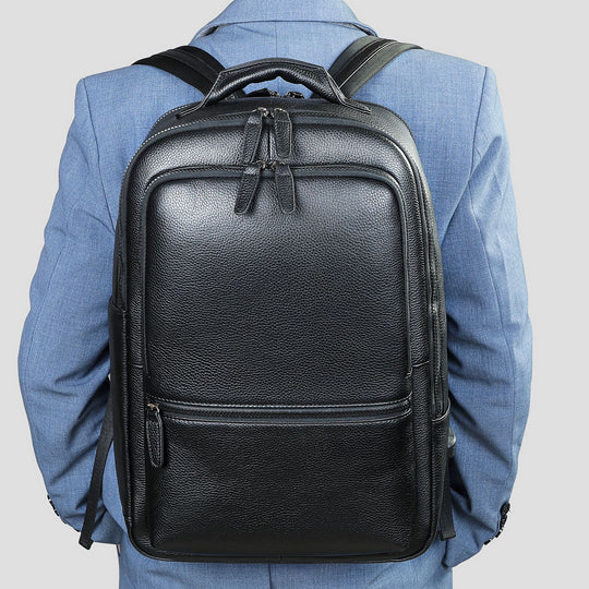 Men's First-Layer Cowhide Business Backpack – Classic Large Capacity Laptop Bag