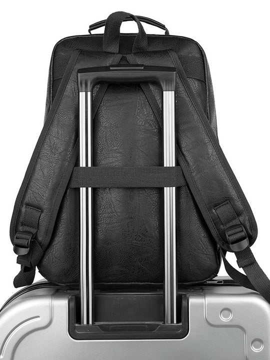 Men's PU Leather Travel Backpack – Outdoor Large Capacity Commuter Bag