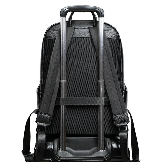 Men's Cowhide Leather Backpack – Business Casual Large Capacity | School & Travel