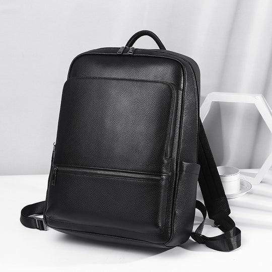 Men's First-Layer Cowhide Travel Backpack – Simple Fashion Business Computer Bag