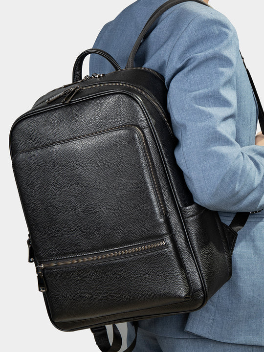 Men's Top-Layer Cowhide Casual Backpack – Business & Travel Large Capacity