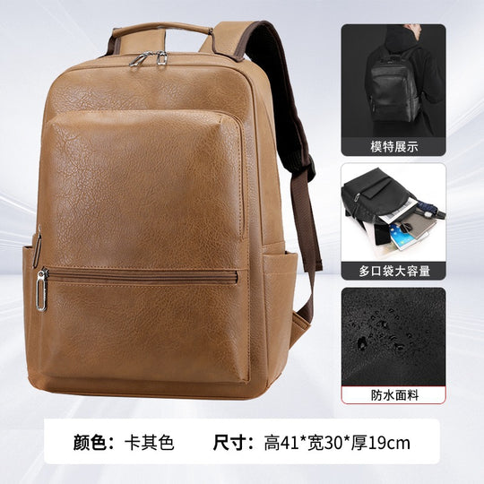 Men's Soft Leather Large Capacity Backpack – Business Travel Outdoor Leisure