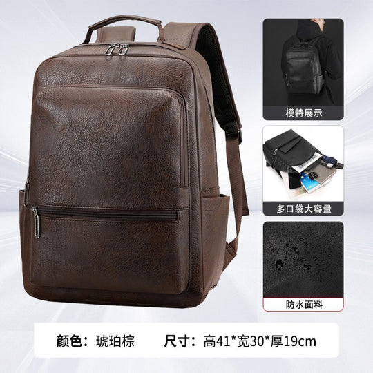 Men's Soft Leather Large Capacity Backpack – Business Travel Outdoor Leisure