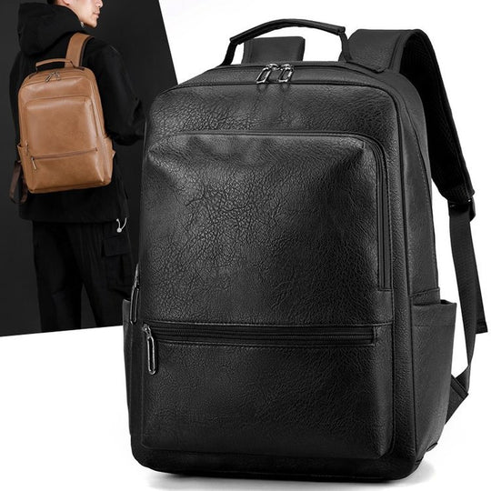 Men's Large Capacity Cowhide Leather Backpack – Business Travel Casual Bag