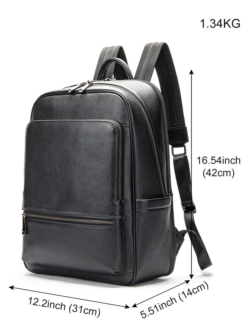 Men’s Genuine Leather Travel Backpack – Business & Casual Large Capacity Bag | Fits 15" Laptop