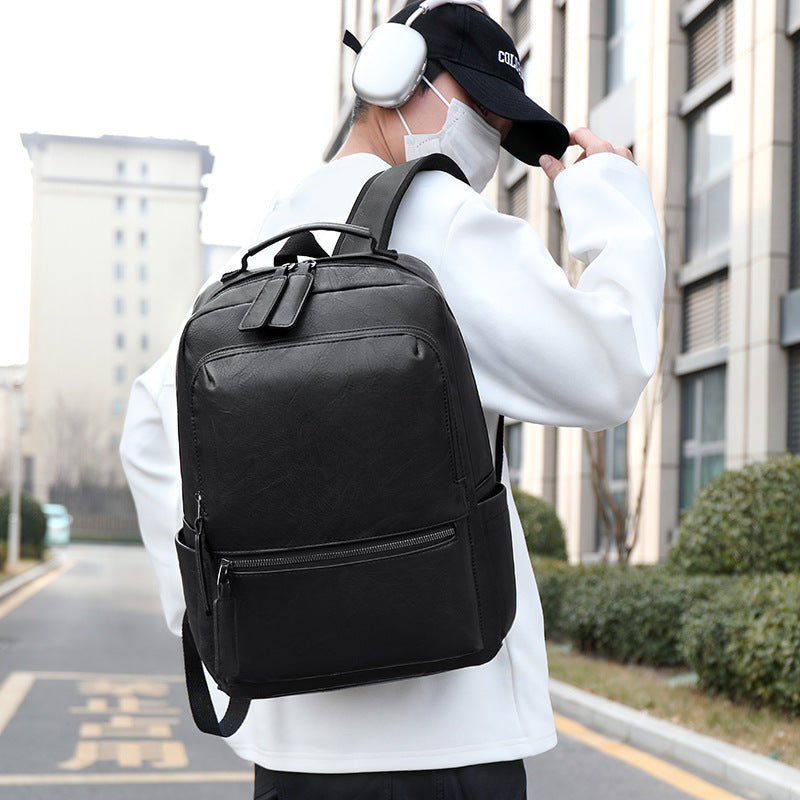 Men’s PU Leather Business Backpack – Large Capacity Laptop Bag for Work & Travel | 20–35L