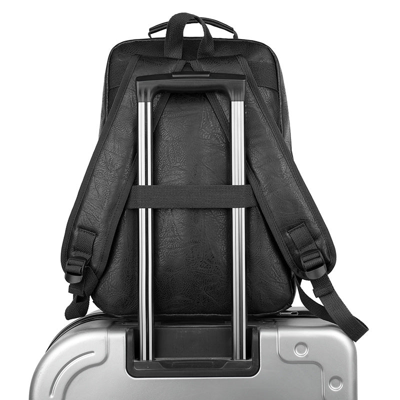Men’s PU Leather Business Backpack – Large Capacity Laptop Bag for Work & Travel | 20–35L