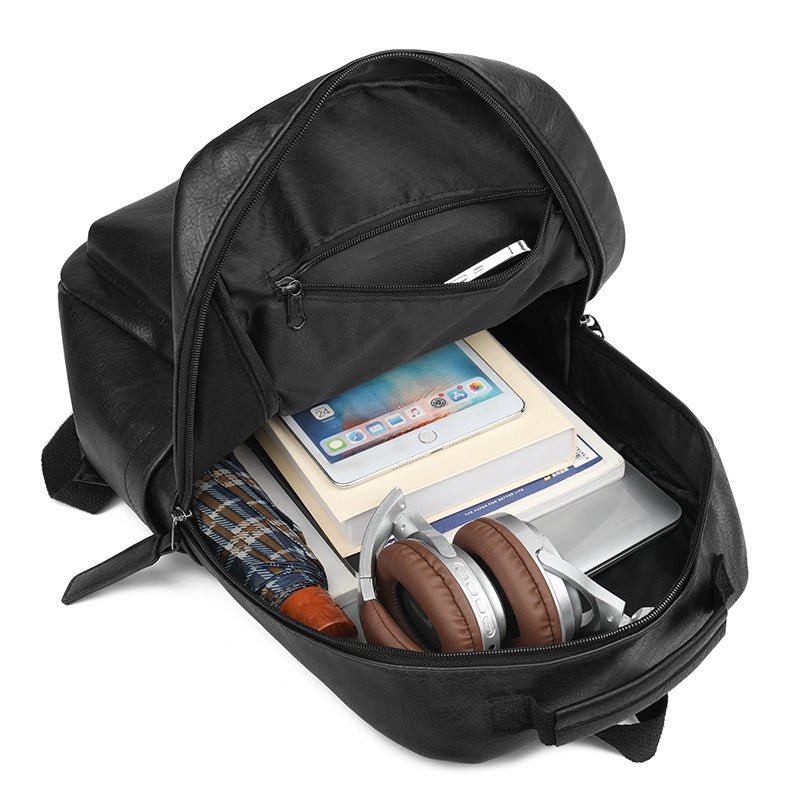Men’s PU Leather Business Backpack – Large Capacity Laptop Bag for Work & Travel | 20–35L